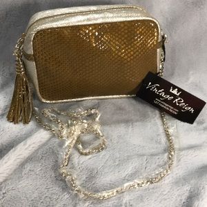 Vintage Reign NWT Gold Genuine Leather Crossbody Bag